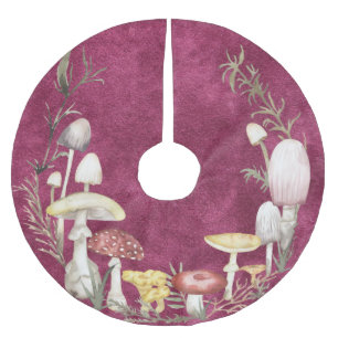 Jupon De Sapin En Polyester Brossé Aquarelle Champignons Champignons Fêtes de Noël