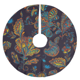 Jupon De Sapin En Polyester Brossé Aquarelle de Paisley : tuile à motif floral