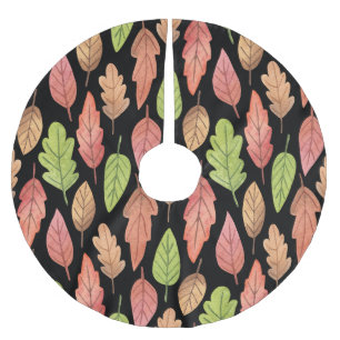 Jupon De Sapin En Polyester Brossé Aquarelle feuilles d'automne : motif transparent