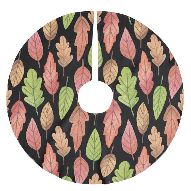 Jupon De Sapin En Polyester Brossé Aquarelle feuilles d'automne : motif transparent (Devant)