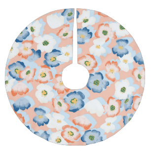 Jupon De Sapin En Polyester Brossé Aquarelle Fleurs minuscules : Motif Vintage