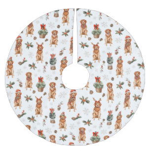 Jupon De Sapin En Polyester Brossé Aquarelle Golden Retriever Chiens de Noël