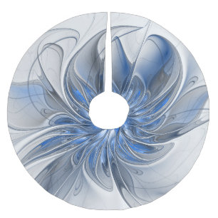 Jupon De Sapin En Polyester Brossé Aquarelle gris bleu Abstrait Fractal Art Flower