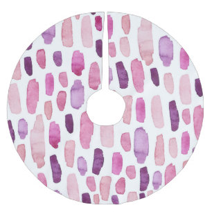 Jupon De Sapin En Polyester Brossé Aquarelle : Rose, Violet Motif.
