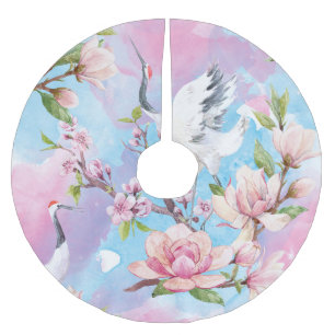 Jupon De Sapin En Polyester Brossé Aquarelle Rouge Motif japonais