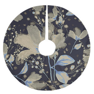 Jupon De Sapin En Polyester Brossé Aquarelle Vintage florale : Arrière - plan noir
