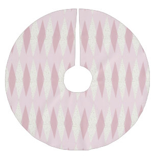 Jupon De Sapin En Polyester Brossé Arbre de Noël à motifs de losanges rose moderne