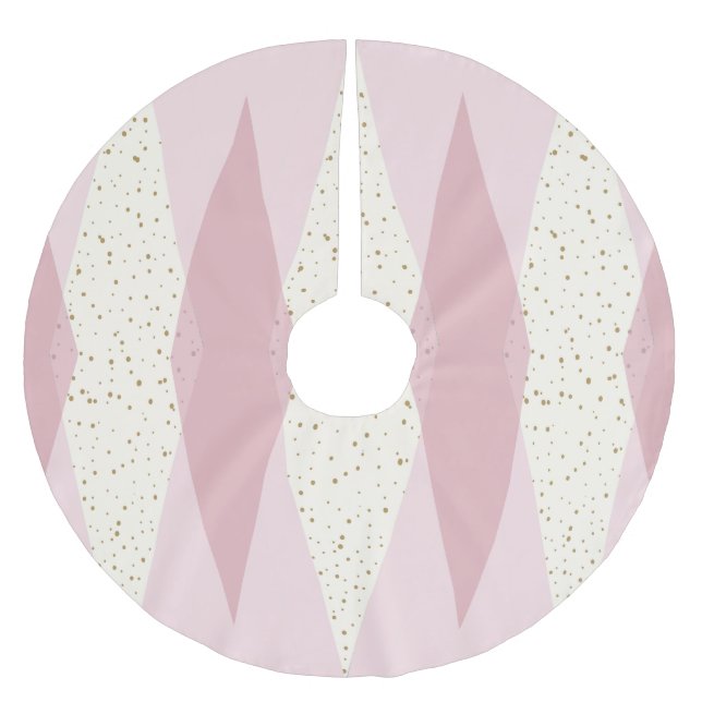 Jupon De Sapin En Polyester Brossé Arbre de Noël à motifs de losanges rose moderne de (Devant)