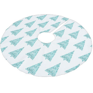 Jupon De Sapin En Polyester Brossé Arbre de Noël blanc Aqua Bleu Éperche