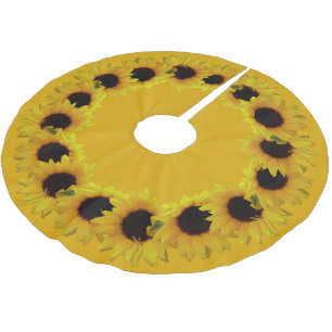 Jupon De Sapin En Polyester Brossé Arbre de Noël de tournesol Fleurs jaunes Jupe d'ar