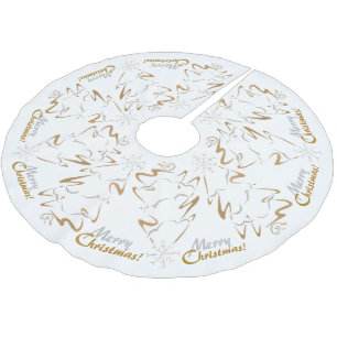 Jupon De Sapin En Polyester Brossé Arbre de Noël Gold & Silver