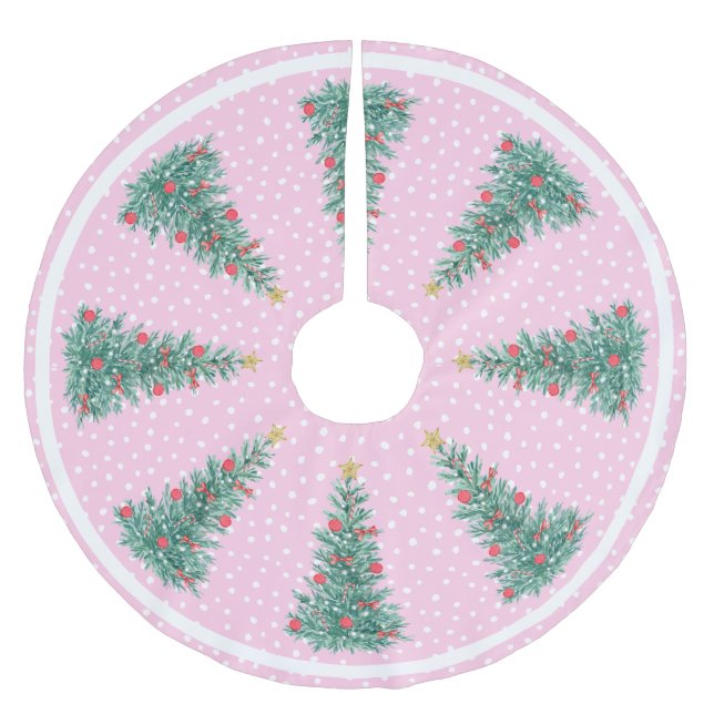 Jupon De Sapin En Polyester Brossé Arbre de Noël hivernal (Devant)