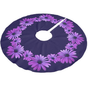 Jupon De Sapin En Polyester Brossé Arbre de Noël marguerrier bleu Fleurs marguerites