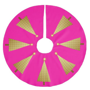 Jupon De Sapin En Polyester Brossé Arbre de Noël moderne en feuille d'or