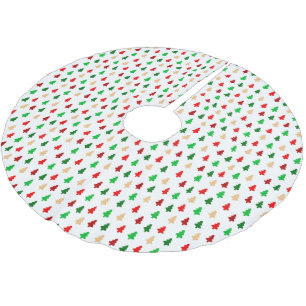 Jupon De Sapin En Polyester Brossé Arbre de Noël moderne Motif - Vert rouge et or