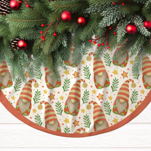 Jupon De Sapin En Polyester Brossé Arbre de Noël Motif Gnome Festif