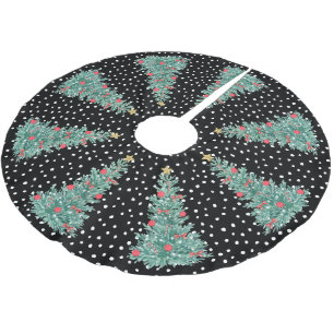 Jupon De Sapin En Polyester Brossé Arbre de Noël noir de neige hivernale