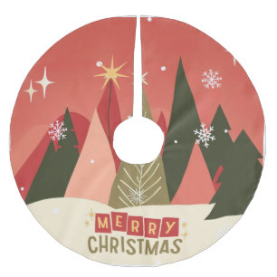 Jupon De Sapin En Polyester Brossé Arbre de Noël rétro/Vintage