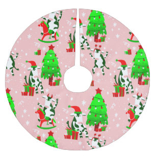 Jupon De Sapin En Polyester Brossé arbre de Noël rose vache père Noël