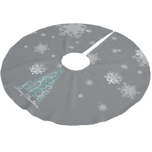 Jupon De Sapin En Polyester Brossé Arbre de Noël turquoise et Snowflakes Arbre Jupe