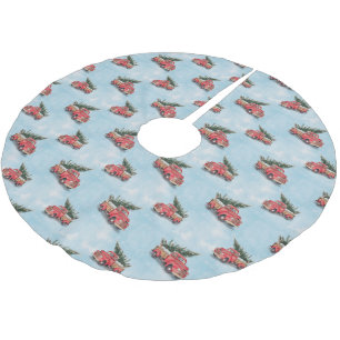 Jupon De Sapin En Polyester Brossé Arbre de Noël vintage Red Truck