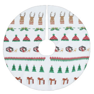 Jupon De Sapin En Polyester Brossé Arbre Jupe de Noël Arbre Rouge Vert Père Noël Rein