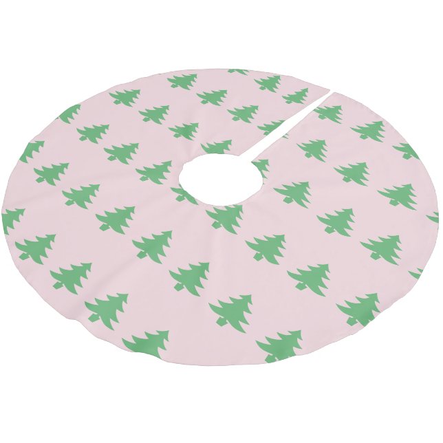 Jupon De Sapin En Polyester Brossé Arbres de Noël blanc rose pâle et vert (Angle)