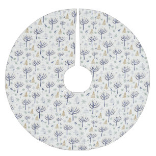 Jupon De Sapin En Polyester Brossé Arbres de Noël en argent d'or Lumières et ornement