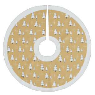 Jupon De Sapin En Polyester Brossé Arbres de Noël et flocons de neige en or