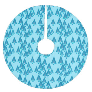 Jupon De Sapin En Polyester Brossé Arbres de Noël métalliques modernes - bleu de ci