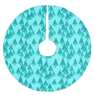Jupon De Sapin En Polyester Brossé Arbres de Noël métalliques modernes - turquoise