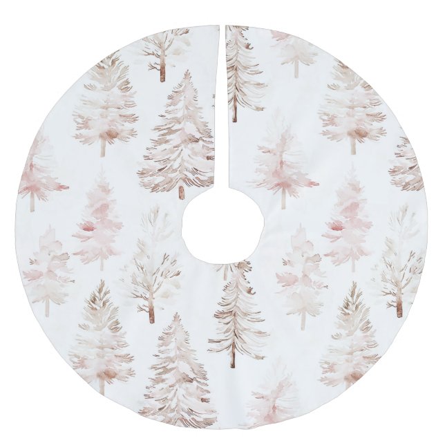 Jupon De Sapin En Polyester Brossé Arbres de Noël rose vif (Devant)