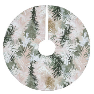 Jupon De Sapin En Polyester Brossé Arbres de Noël verts roses Abstraits