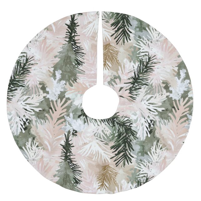 Jupon De Sapin En Polyester Brossé Arbres de Noël verts roses Abstraits (Devant)