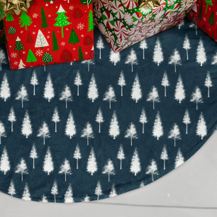 Jupon De Sapin En Polyester Brossé Arbres d'hiver bleus de la Marine