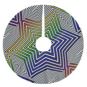 Jupon De Sapin En Polyester Brossé Arc-en-ciel coloré Star Rouge Bleu Vert cadeaux de