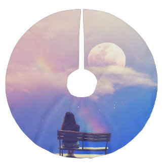 Jupon De Sapin En Polyester Brossé Arc-en-ciel de lune : Pastel Sky Beauty.
