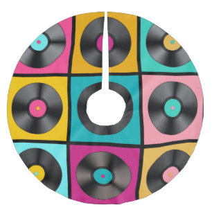 Jupon De Sapin En Polyester Brossé Arrière - plan rétro vintage Vinyl Records