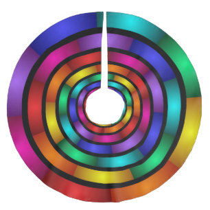 Jupon De Sapin En Polyester Brossé Arrondi et psychédélique coloré Art moderne fracta