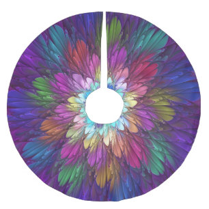 Jupon De Sapin En Polyester Brossé Art abstrait fractal de fleurs psychédéliques colo