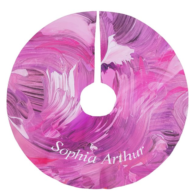 Jupon De Sapin En Polyester Brossé Art Abstrait personnalisé violet rose moderne (Devant)