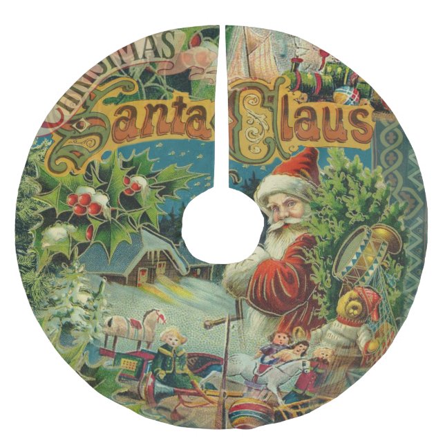 Jupon De Sapin En Polyester Brossé Art antique du Père Noël (Devant)