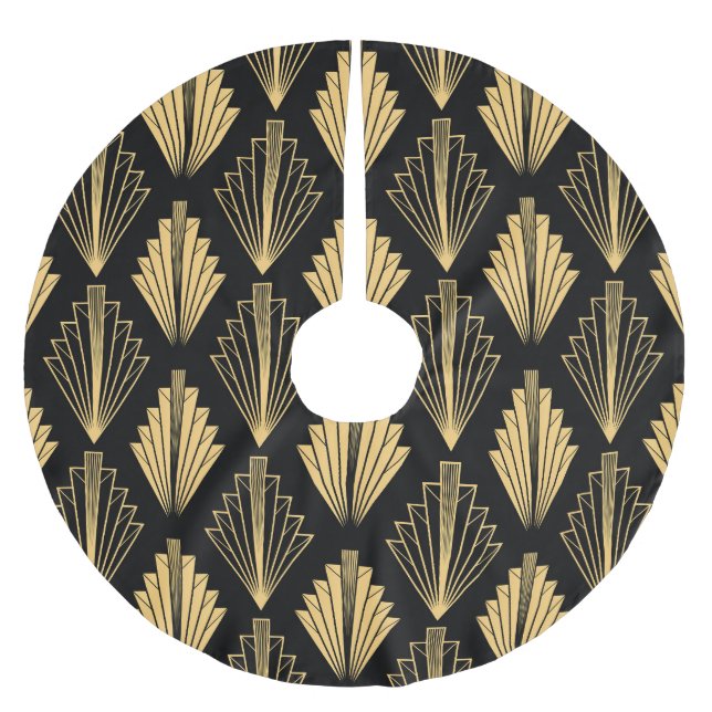 Jupon De Sapin En Polyester Brossé Art Déco Or Noir : sans couture (Devant)