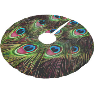 Jupon De Sapin En Polyester Brossé art déco vert turquoise turquoise plumes paon