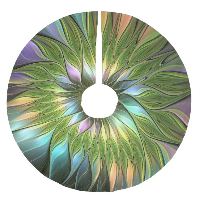 Jupon De Sapin En Polyester Brossé Art Fractal Fleur Imaginaire Coloré Lumineux (Devant)