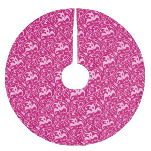 Jupon De Sapin En Polyester Brossé Art Nouveau Ikat - Fuchsia et rose pâle