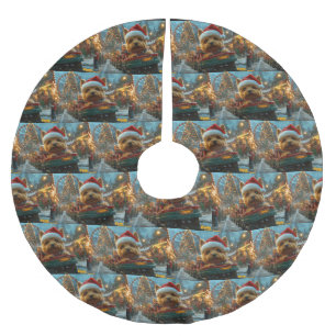 Jupon De Sapin En Polyester Brossé Australie Terrier Dog Roller Dessous de verre Noël