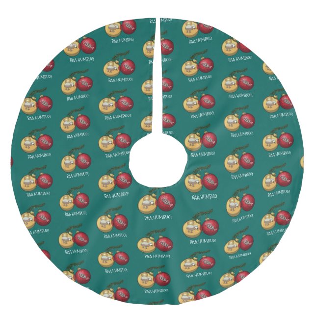 Jupon De Sapin En Polyester Brossé Baa Humbug Sheep Christmas Decorations Cartoon (Devant)