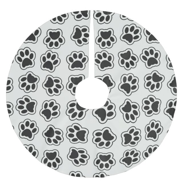 Jupon De Sapin En Polyester Brossé Balles noires, Paws de chien, Paws de chat, Plan (Devant)