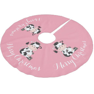 Jupon De Sapin En Polyester Brossé Bande dessinée mignonne de vache à bébé